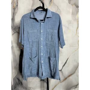 Sid Mashburn Blue Terry Cloth Knit Marquez Shirt Size Large